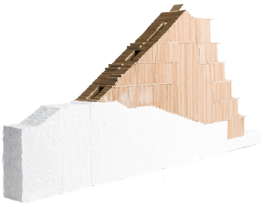 Wood and plaster model detail