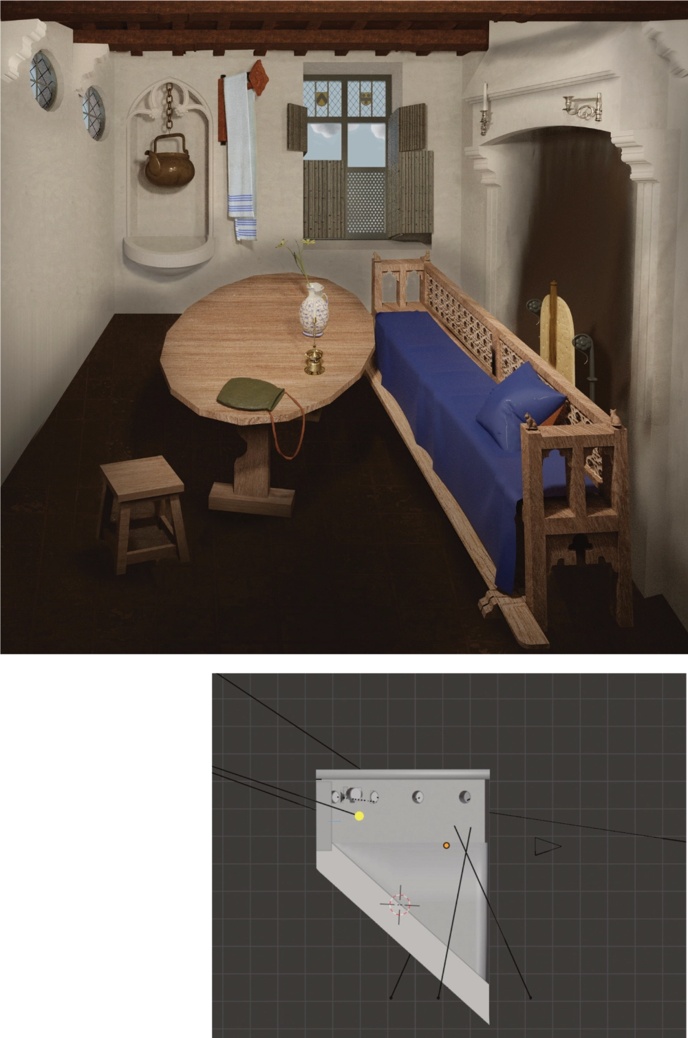 Blender 3D rendering construction