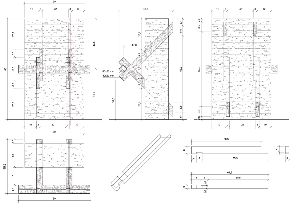 Elevation and cut details