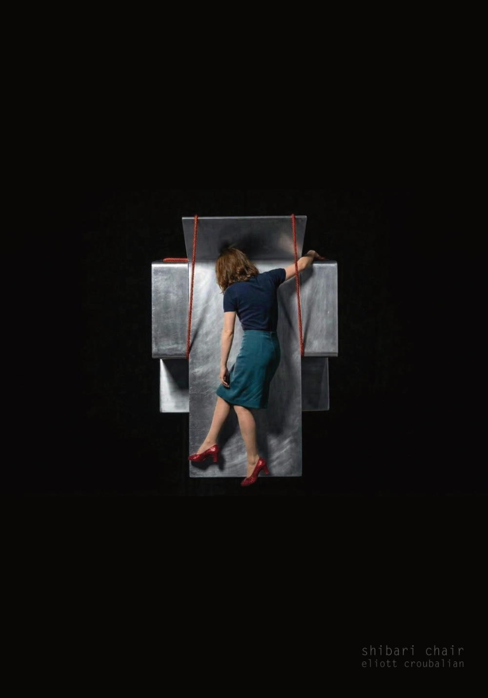 Humanoid rigged metal sheet on all fours